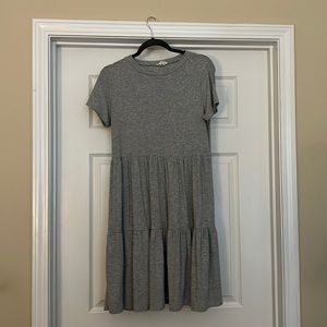 See you Monday- gray short sleeve dress